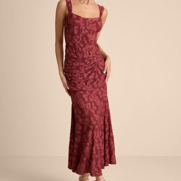 Lulus Dresses & Skirts - Lulu's Burgundy Floral Maxi Dress